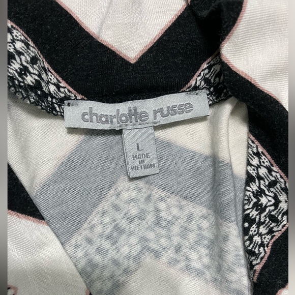 charlotte russe maxi skirt black white chevron side slits size L - Picture 2 of 6